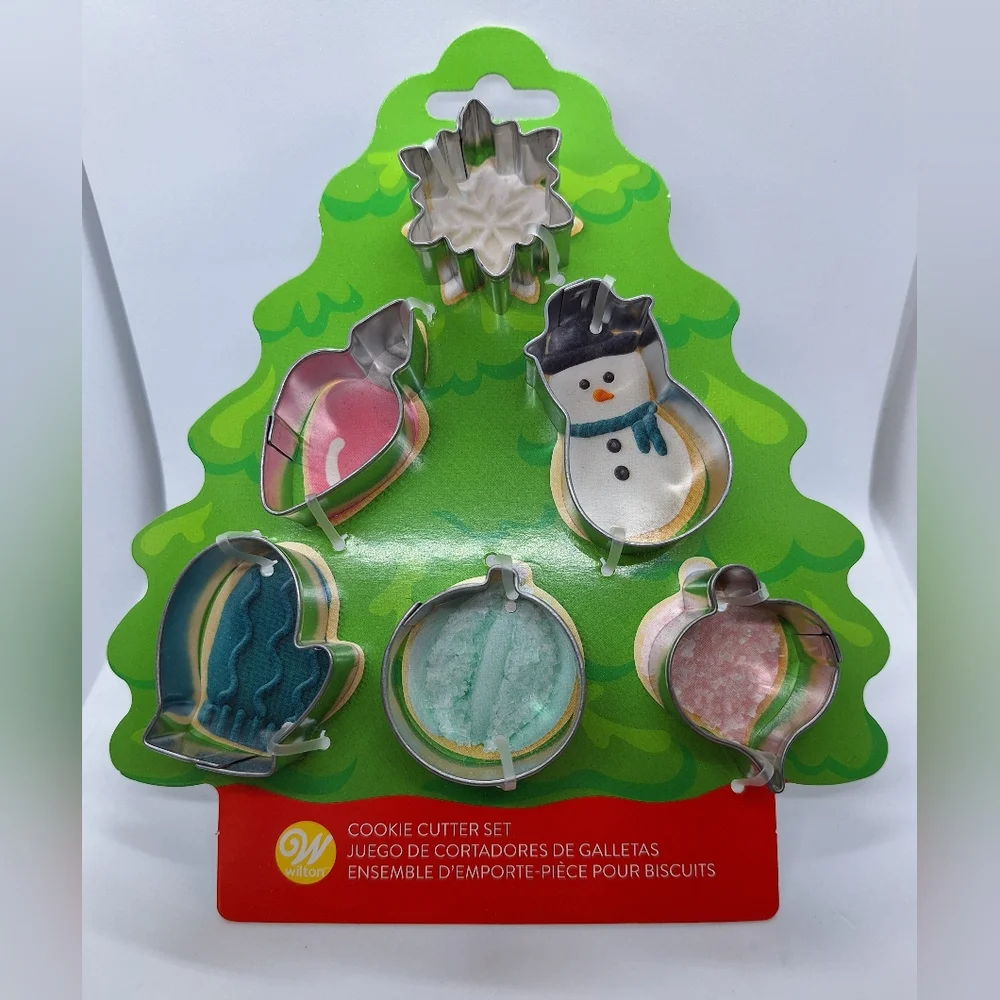 Wilton MINI Christmas Tree Cookie Cutter Set 6 Piece & Full Size 3 Piece Holiday